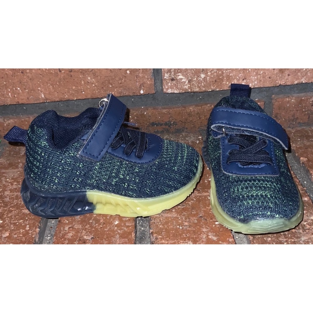Lullaby Lane Boys Navy Blue Knit‎ Hook and Loop Athletic Sneakers Baby Size 3